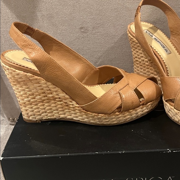 Via Spiga Camel Wedge Sandals - Picture 6 of 6